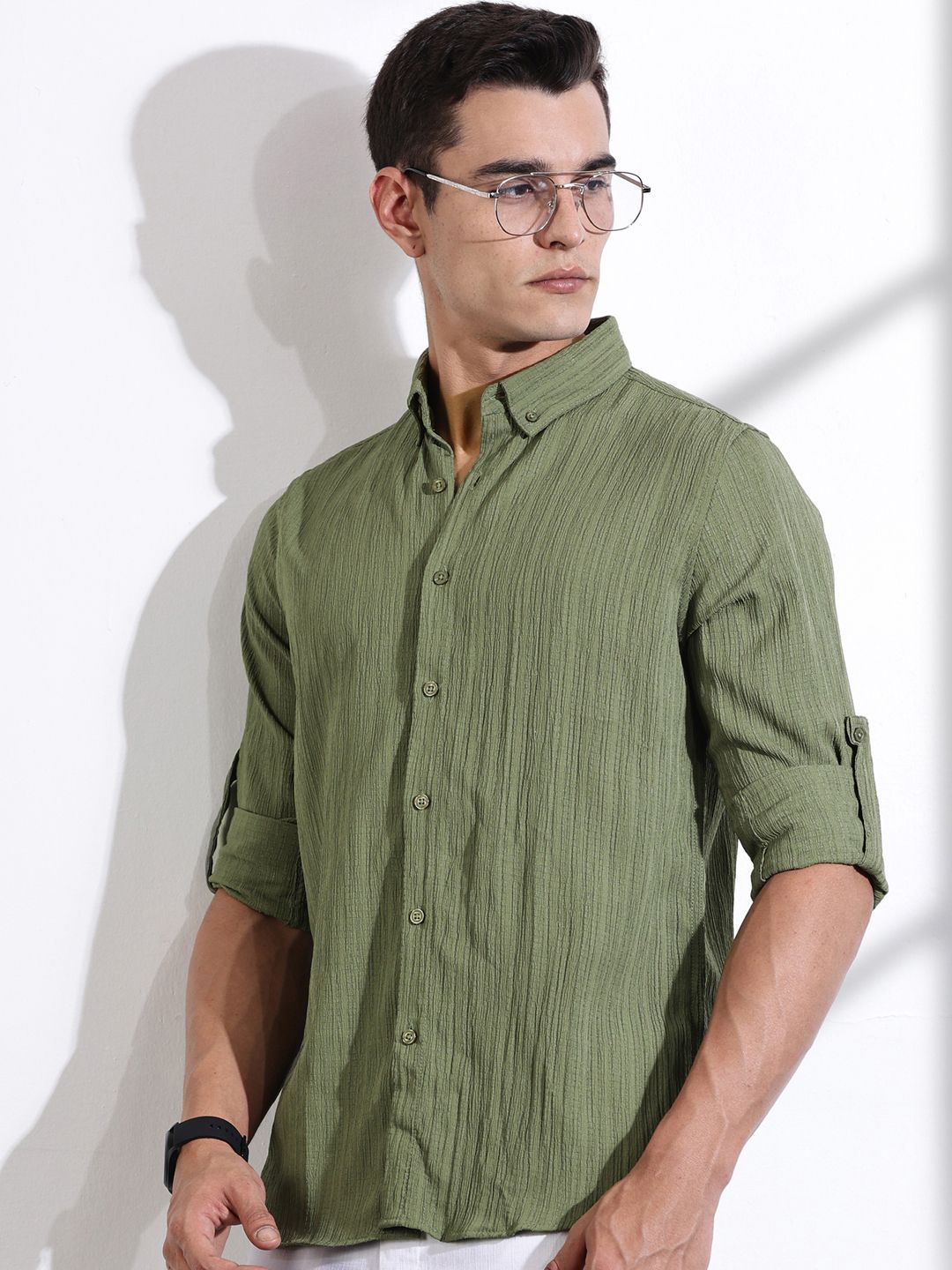 Thomas Scott Men Classic Slim Fit Opaque Casual Shirt