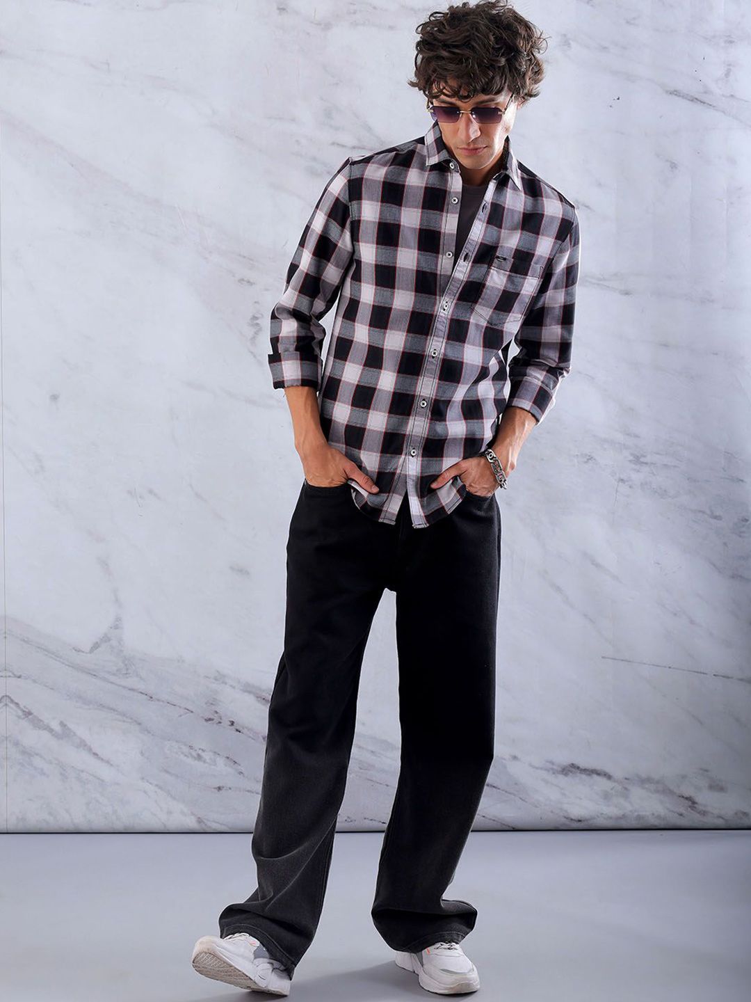 The Indian Garage Co Men Buffalo Checks Casual Shirt