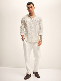 THE BEAR HOUSE Slim Fit Striped Casual Shirt