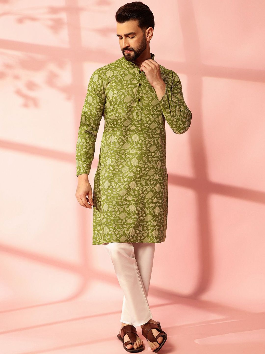 Anouk Men Floral Printed Regular Kurta with Pyjamas