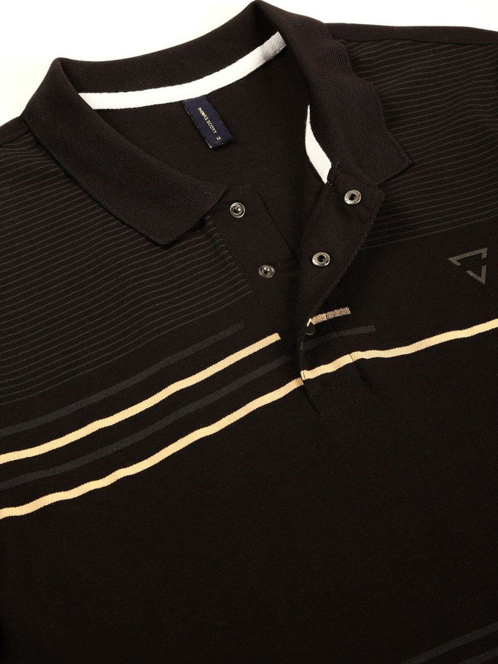 Thomas Scott Men Striped Polo Collar Cotton T-shirt