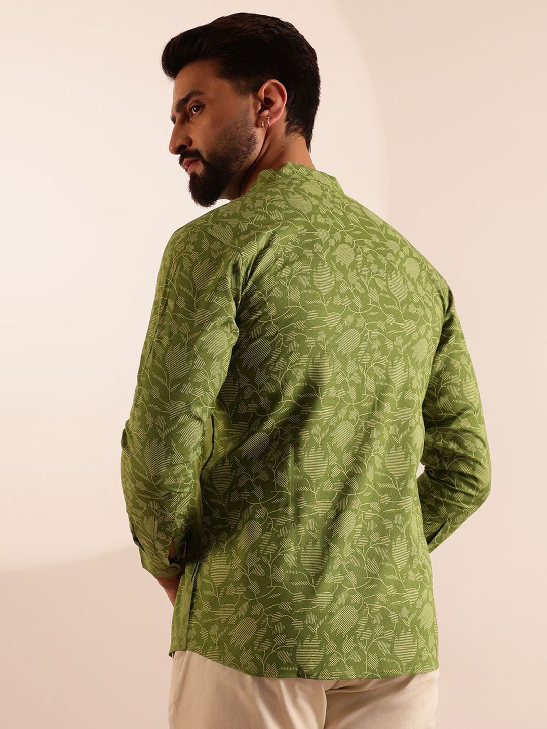 Anouk Floral Printed Mandarin Collar Short Kurta