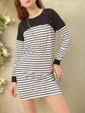 DressBerry Minimalist Kawai Striped Mini Sheath Dress