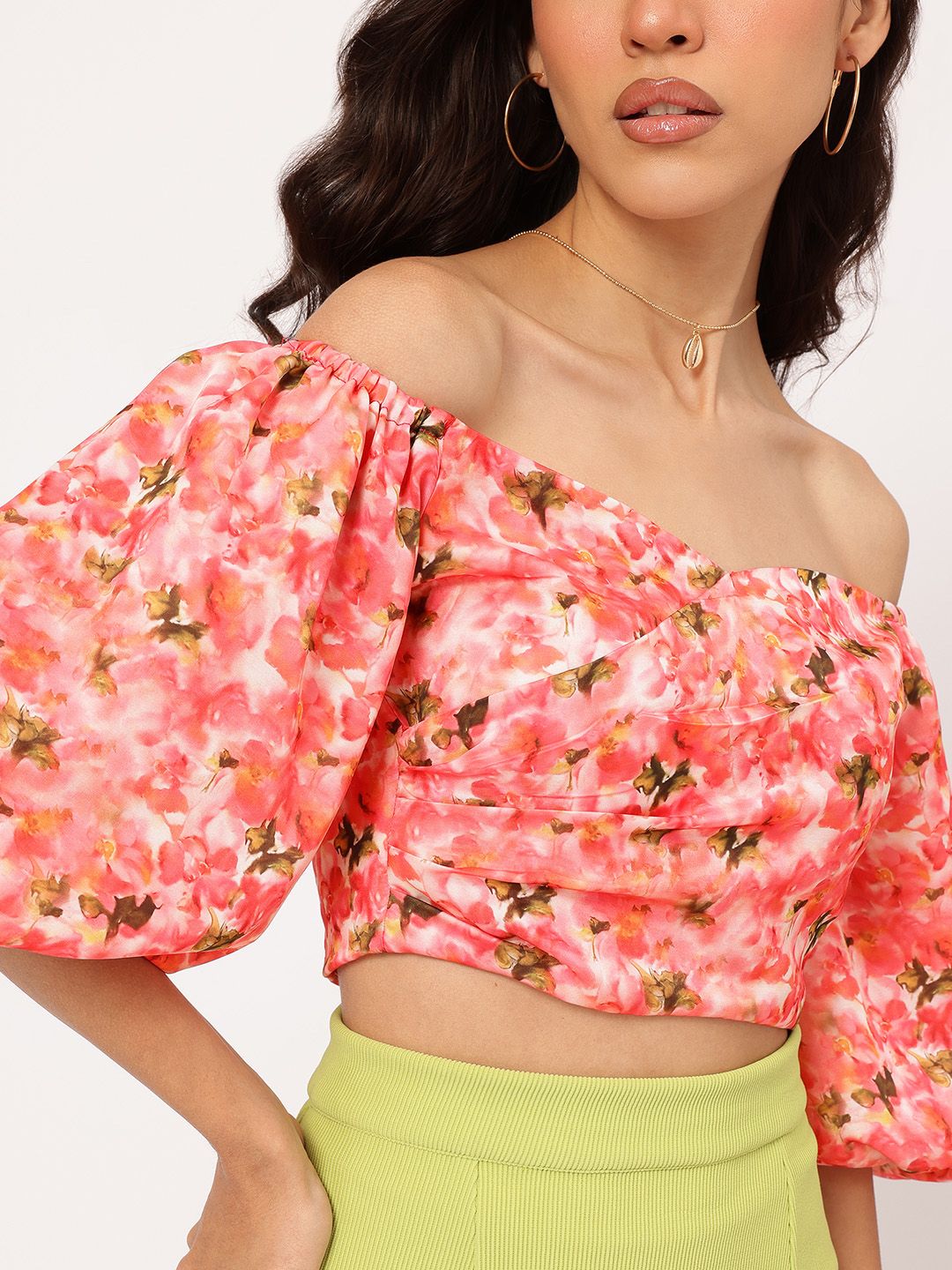 DressBerry Floral Finesse Printed Bardot Top