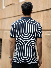 Powerlook Men Striped Polo Collar Pure Cotton T-shirt