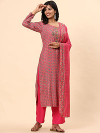 Mamicha Women Ethnic Motifs Printed Regular Pure Cotton Kurta with Trousers & With Dupatta