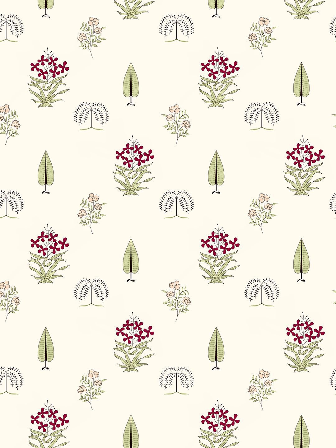 URBAN SPACE Red & White 3 Pieces Floral Printed Cotton Square Cushion Covers