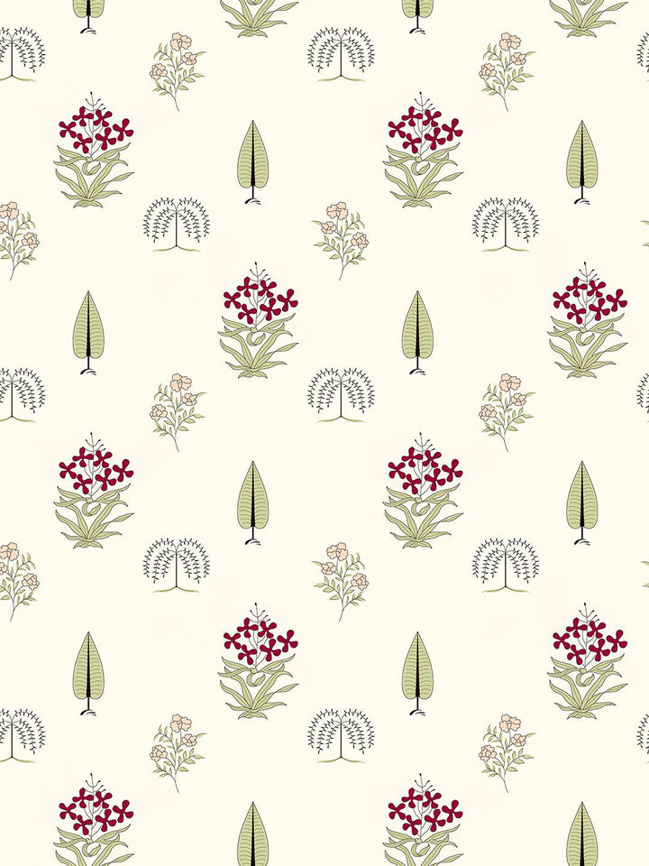 URBAN SPACE Red & White 3 Pieces Floral Printed Cotton Square Cushion Covers