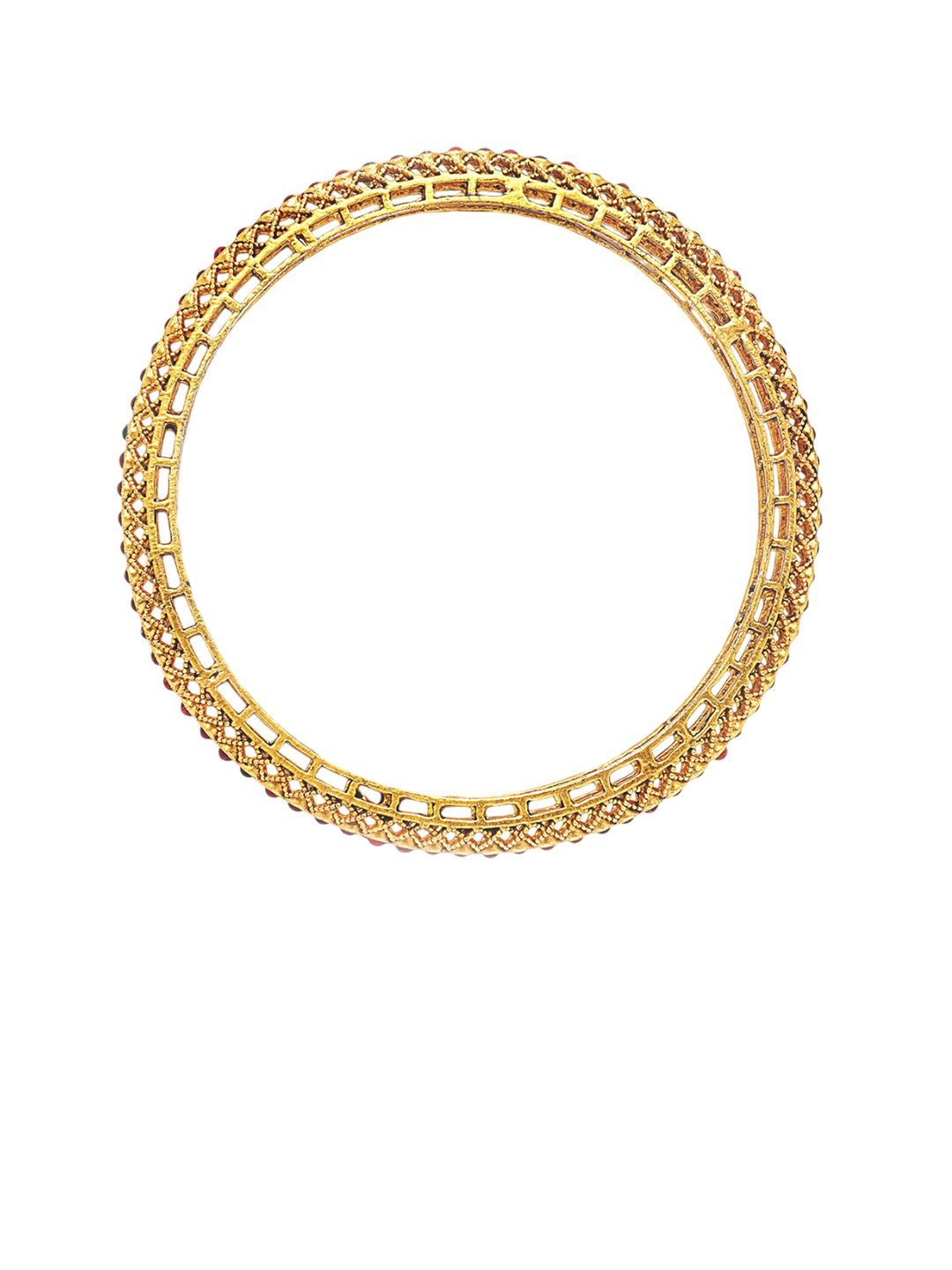 KARATCART Set Of 4 Gold-Plated Kundan-Studded Traditional Bangles
