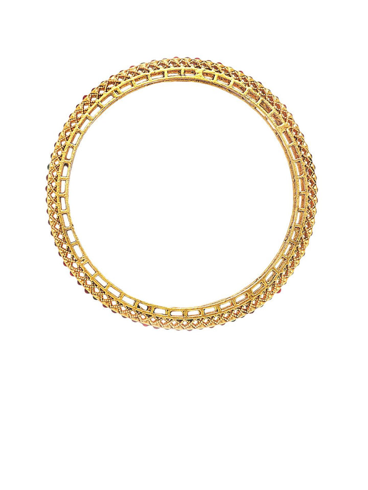 Set Karatcart dari 4 gelang tradisional Kundan berlapis emas