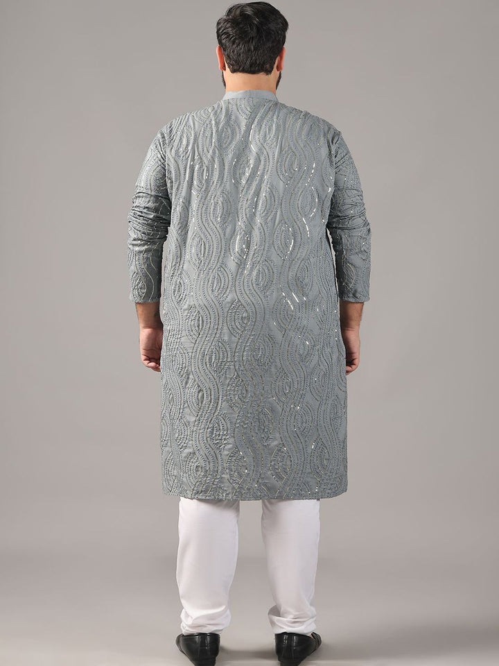 SOJANYA PLUS Plus Size Men Floral Embroidered Pure Cotton Straight Kurta & Pyjamas