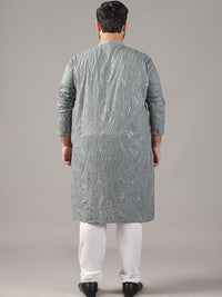 SOJANYA PLUS Plus Size Men Floral Embroidered Pure Cotton Straight Kurta & Pyjamas