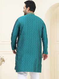 SOJANYA PLUS Size Ethnic Motifs Woven Design Band Collar Straight Kurta