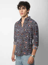 VASTRADO Men Classic Spread Collar Abstract Printed Slim Fit Casual Shirt