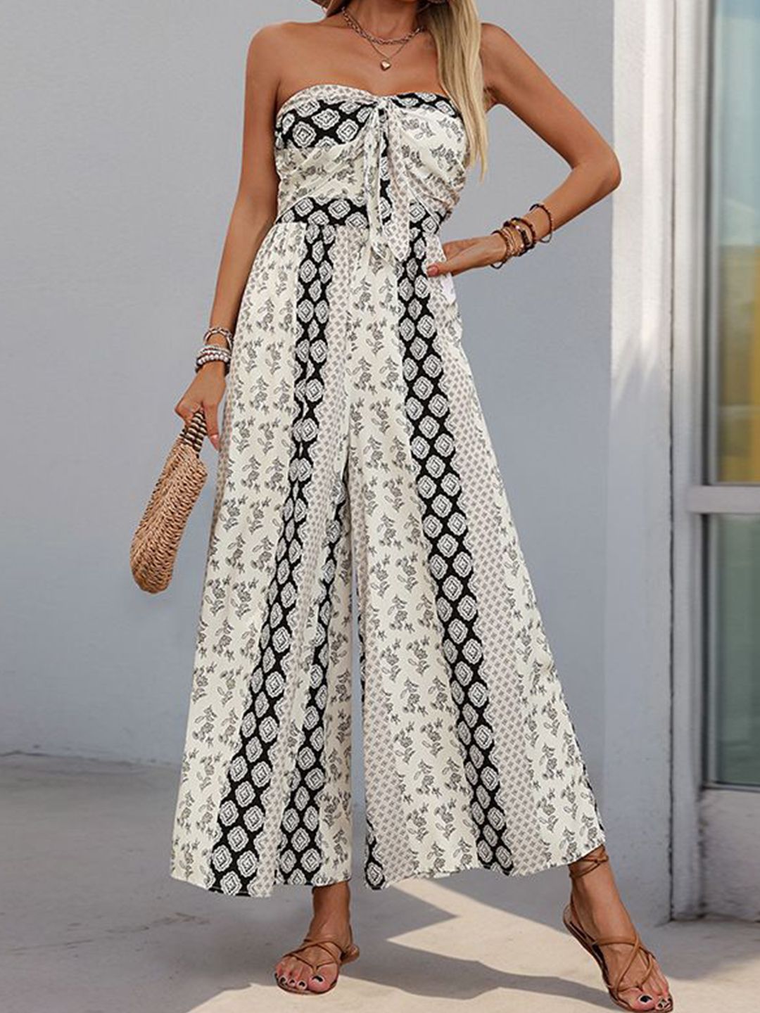 all about you Off-Shoulder Printed Basic Jumpsuit