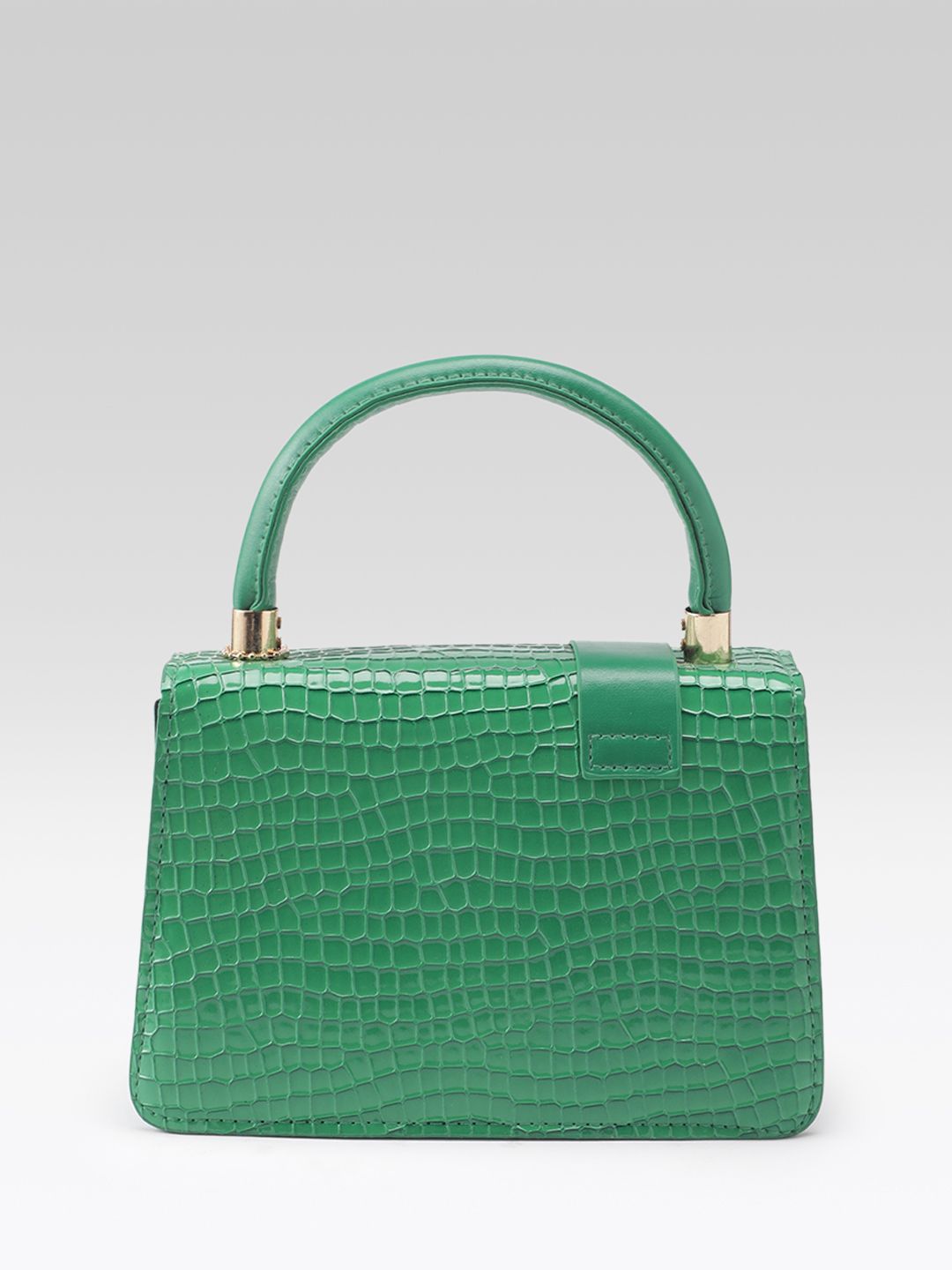 DressBerry Croc Textured Structured Satchel Bag