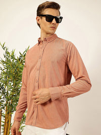 Thomas Scott Men Premium Corduroy Slim Fit Button-Down Collar Casual Shirt
