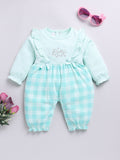 Moms Love Infant Girls Checked Pure Cotton Rompers With Ruffle Detail