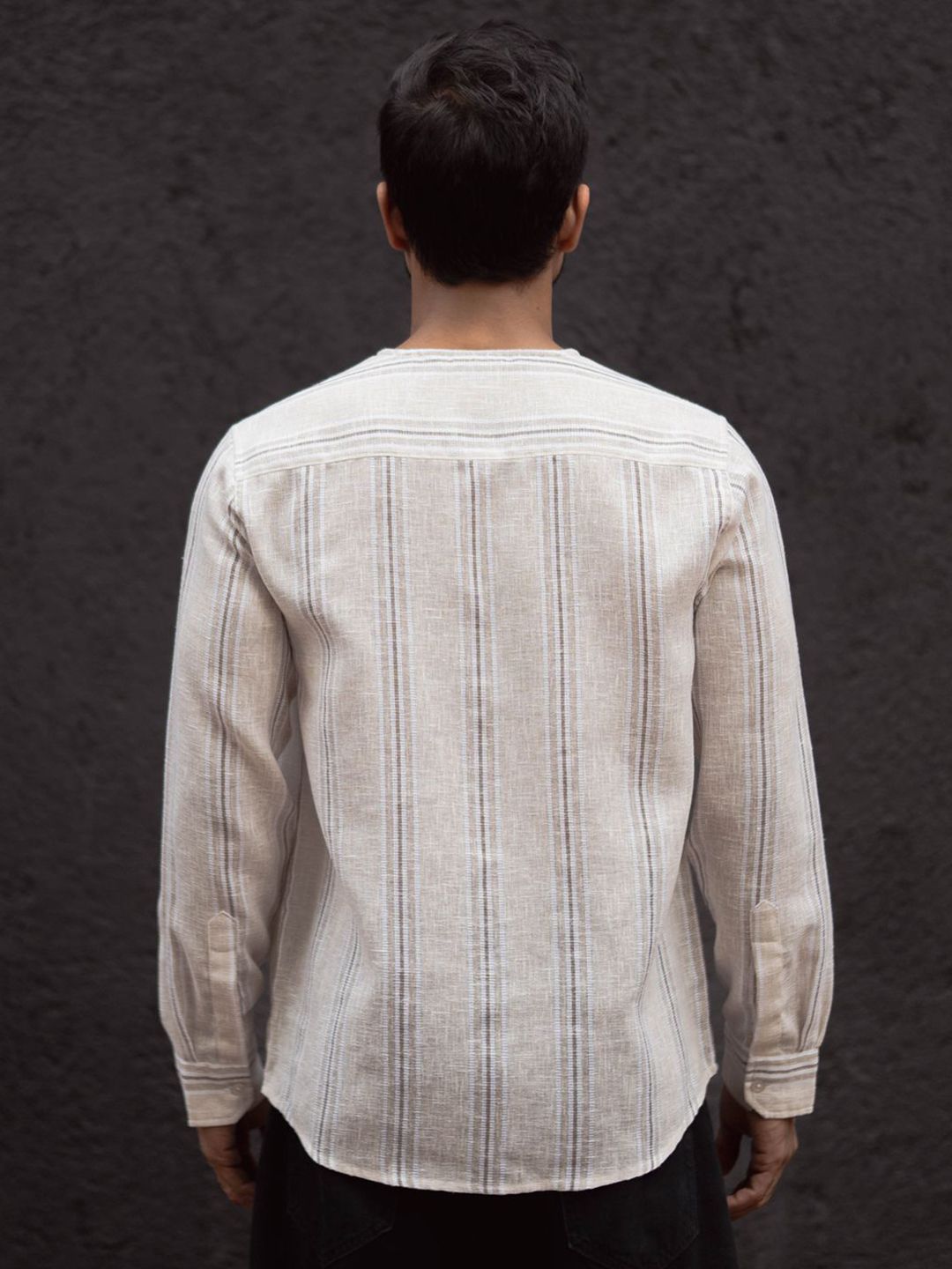 Powerlook Men Collarless Solid Cotton Casual Shirt