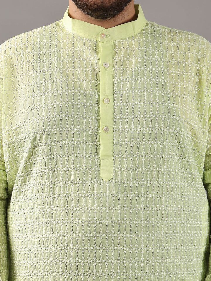 SOJANYA PLUS Plus Size Men Ethnic Motifs Embroidered Pure Cotton Kurta With Pyjamas