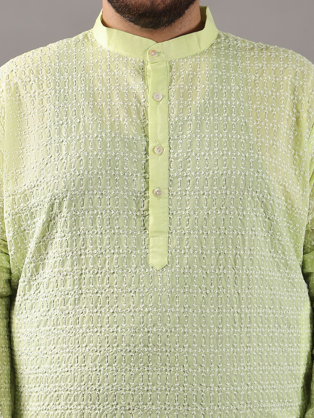 SOJANYA PLUS Plus Size Men Ethnic Motifs Embroidered Pure Cotton Kurta With Pyjamas