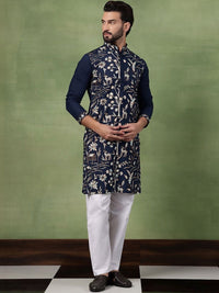 Anouk Men Animal Embroidered Regular Thread Work Pure Cotton Kurta with Pyjamas
