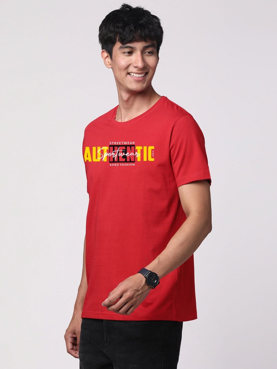 ADRO Men Graphic Printed Round Neck Cotton T-shirt