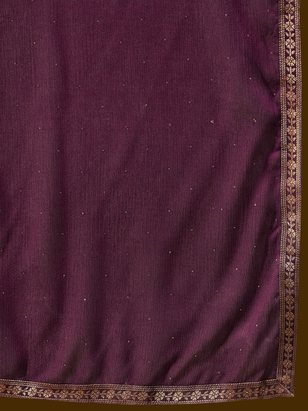 Indo Era Burgundy Geometric Embroidered Jacquard Weave Kurta with Trousers & Dupatta