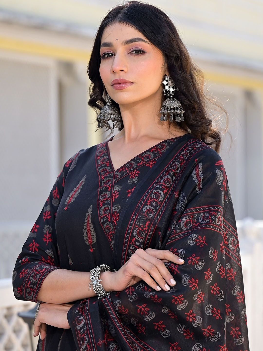 KALINI Ethnic Motifs Printed Kurta with Trousers & Dupatta