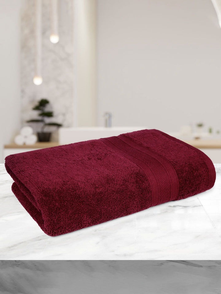 MYTRIDENT Maroon Cotton 500 GSM Bath Towel