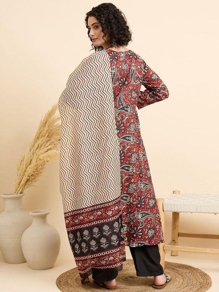 KALINI Women Floral Printed Regular Kurta with Trousers & With Dupatta