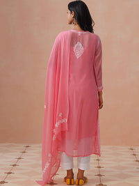 House of Chikankari Women Embroidered Thread Work Georgette Kurta