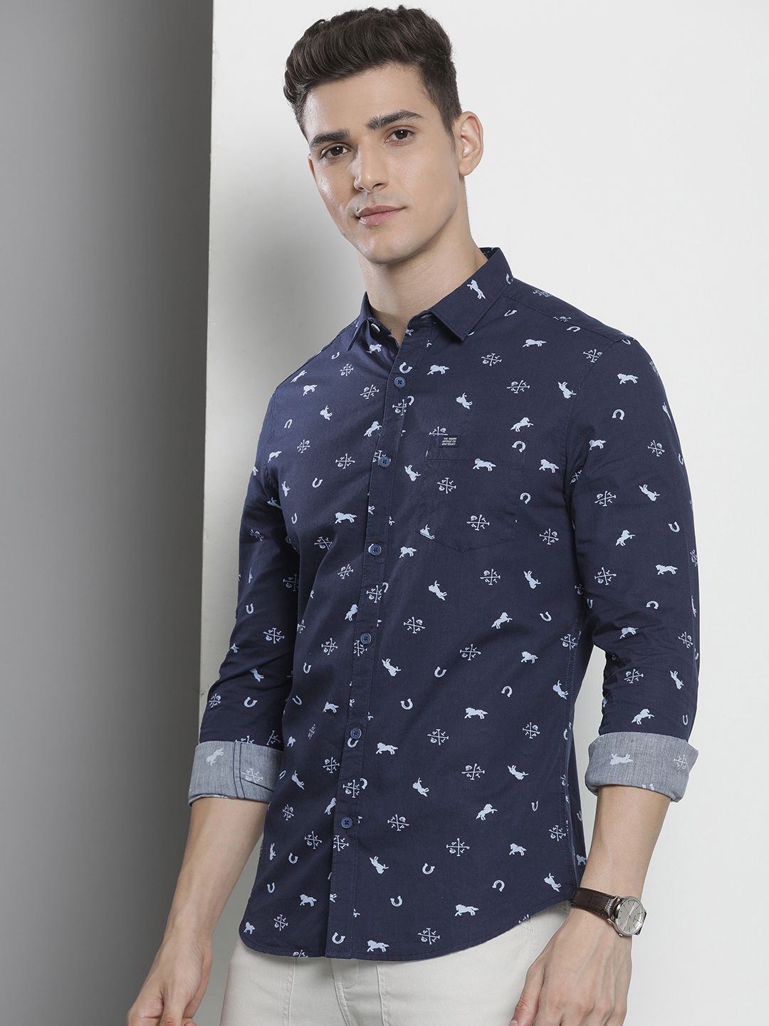 The Indian Garage Co Men Slim Fit Opaque Printed Casual Shirt