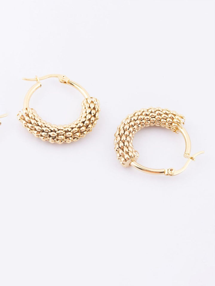 VOGUE PANASH Stainless Steel 18K Gold-Plated Circular Shape Hoop Earrings
