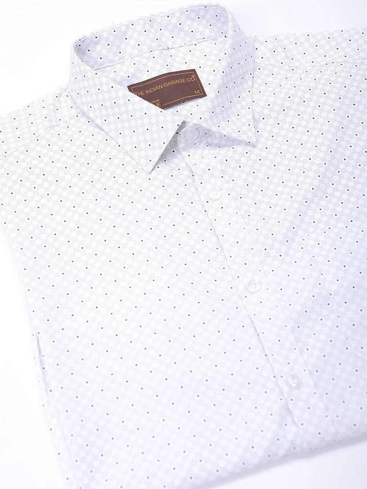 The Indian Garage Co. X Luxe Men Spread Collar Micro Ditsy Printed Slim Fit Formal Shirt