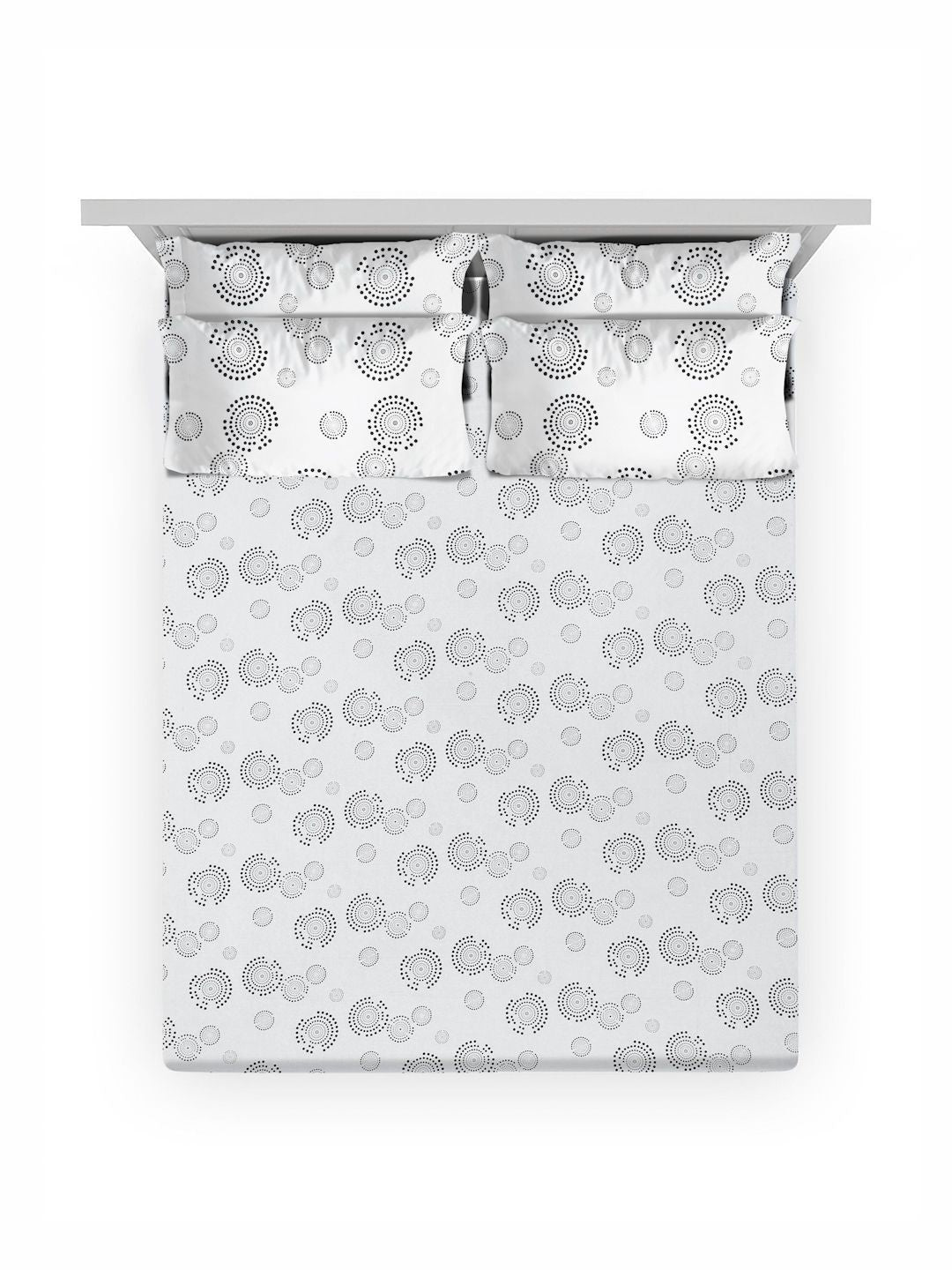 Myntra Elegant Homes White & Grey Floral 400 TC Bedsheet with 2 Pillow Covers