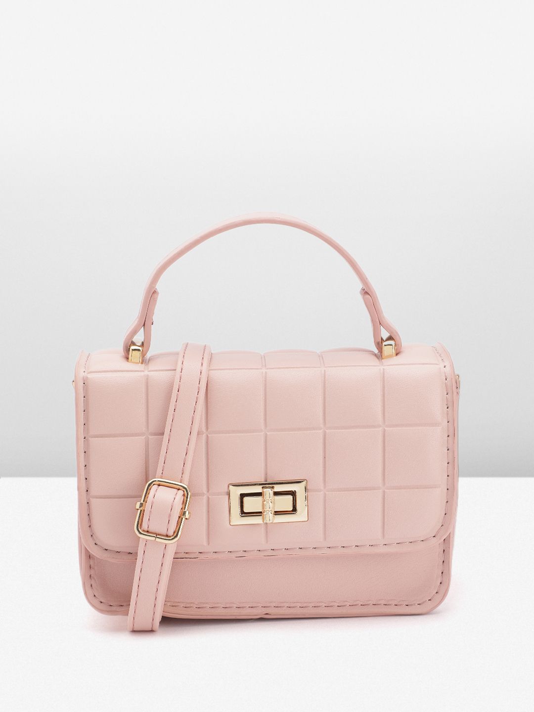 DressBerry Quilted Structured Satchel Bag