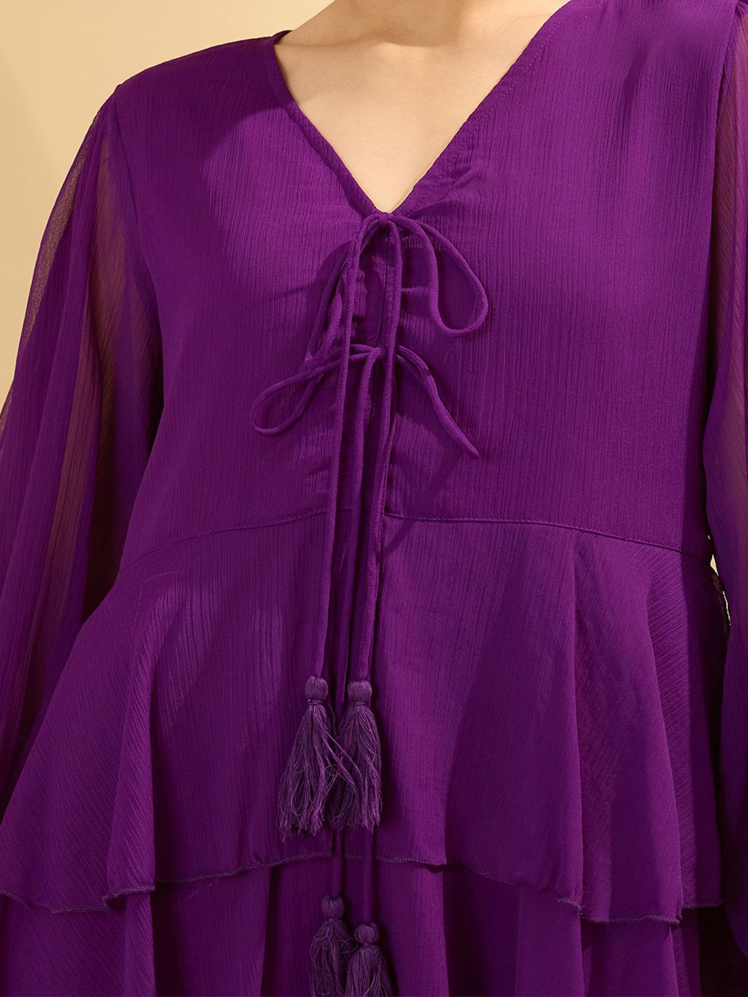 Antheaa Puff Sleeve Chiffon Top