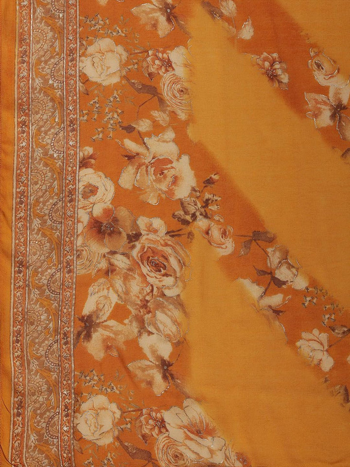 Libas Floral Printed Empire Sequinned A-Line Kurta With Palazzo & Dupatta