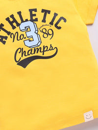 Happy Faces Boys Pure Cotton Typography Printed T-shirt
