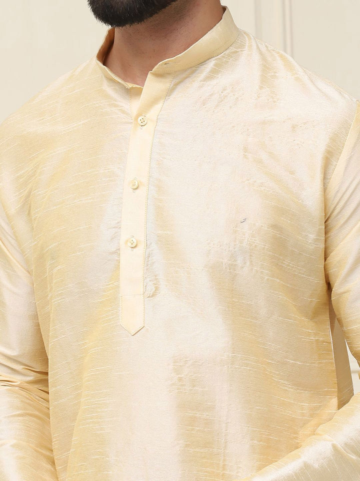SOJANYA Mandarin Collar Dupion Silk Straight Kurta with Churidar