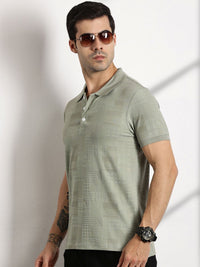 Thomas Scott Men Textured Polo Collar Regular Fit T-shirt