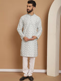 Anouk Floral Embroidered Regular Thread Work Kurta With Churidar