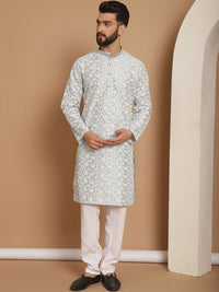 Anouk Floral Embroidered Regular Thread Work Kurta With Churidar
