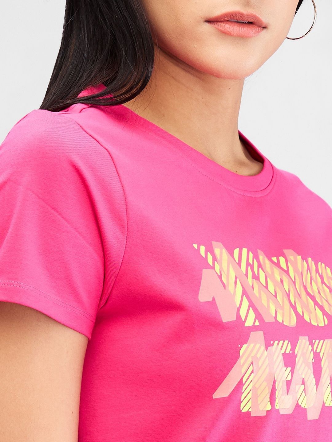 SPYKAR Women Typography Applique T-shirt