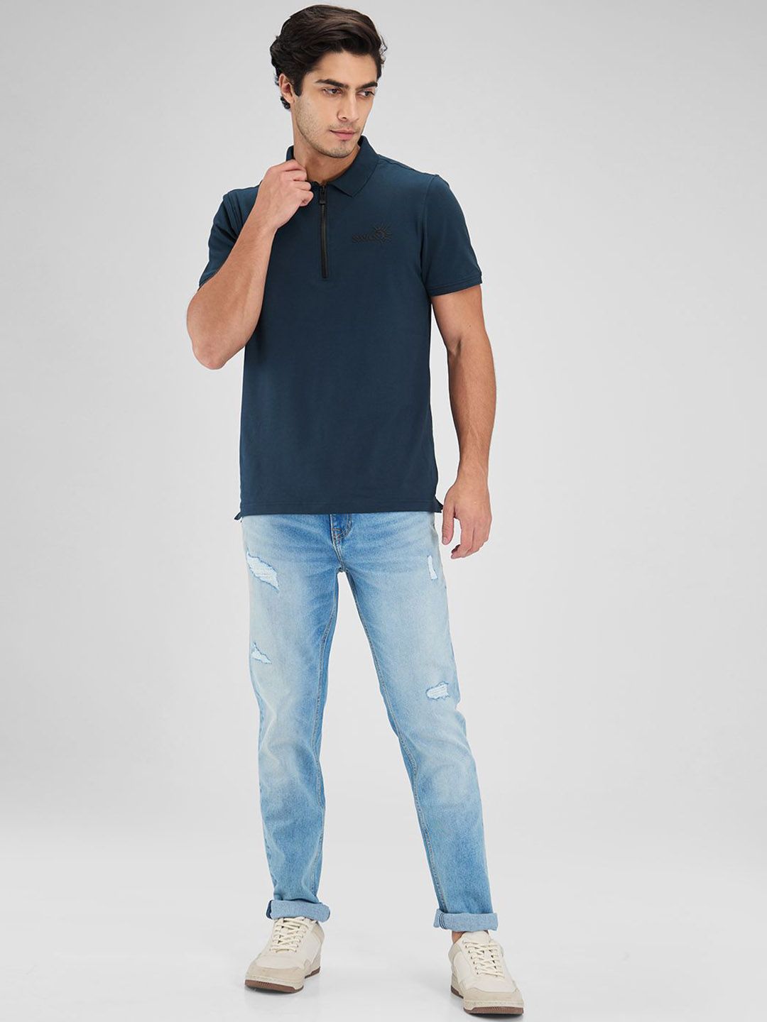 SPYKAR Men Skinny Fit Low-Rise Mildly Distressed Heavy Fade Stretchable Jeans