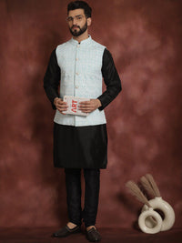 Anouk Ethnic Motifs Straight Kurta with Churidar & Nehru Jacket