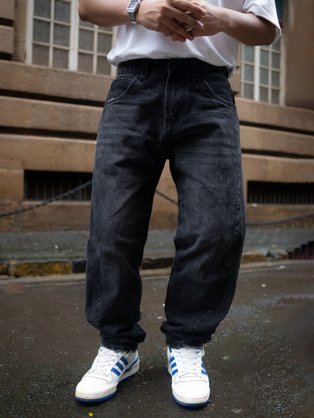 Powerlook Men Mid-Rise Baggy Fit Denim Jeans