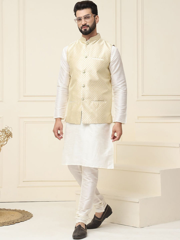 SOJANYA Mandarin Collar Kurta with Churidar With Nehru jacket