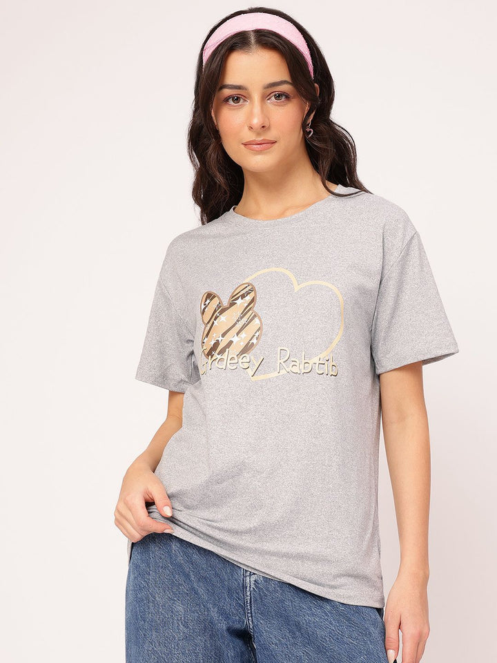 DressBerry Bunny Bun Printed Drop Sleeves T-shirt